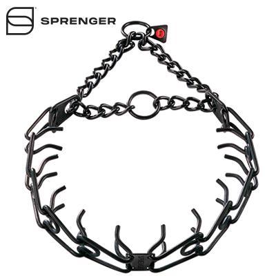 Black Stainless Steel Prong Collar with Center-Plate and Assembly Chain (4.0 mm x 25 inches)