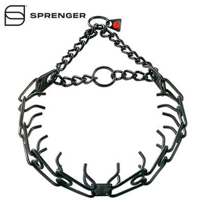 Black Stainless Steel Dog Pinch Prong  Collar with Center-Plate and Assembly Chain (2.25 mm x 16 inches)